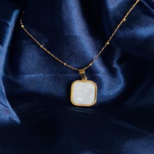 Round Square Stone Necklace